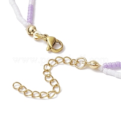 Collares de doble capa con cuentas de vidrio&nbsp;NJEW-MZ00070-03