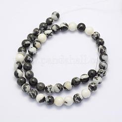 Natürliche schwarze Zebra Jaspis Perlen Stränge&nbsp;G-G697-F02-8mm