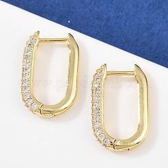 Orecchini a cerchio ovali in ottone con micro pavé di zirconi cubici trasparenti&nbsp;EJEW-C152-04G