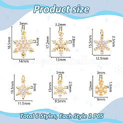 12 Stück 6 Stile Messing Micro Pave klare Zirkonia Anhänger&nbsp;KK-GA0001-93