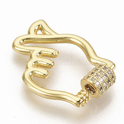 Messing Micro Pave klare Zirkonia Schraube Karabiner Schloss Charms&nbsp;ZIRC-S066-003