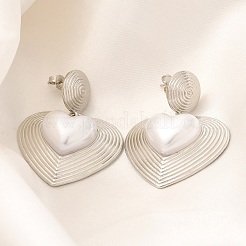 Pendientes colgantes de latón con forma de corazón y baño de rejilla&nbsp;EJEW-H143-16P