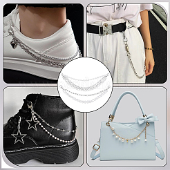 4 pièce 2 styles de chaînes de sangle de bottes en perles de plastique et en fer&nbsp;HJEW-PH02102-02