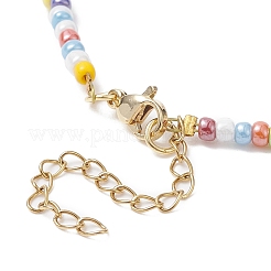 Fiore e faccina sorridente acrilico e collana di perline di semi per le donne&nbsp;NJEW-JN04303