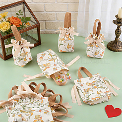 Sacs fourre-tout à bonbons de mariage en toile imprimée à fleurs&nbsp;ABAG-WH0072-044B