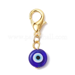 10 pendentif rond et plat en lampwork fait à la main&nbsp;HJEW-JM03489-05