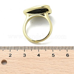 Bagues en laiton avec obsidienne naturelle en forme de cœur&nbsp;RJEW-D304-01G-G