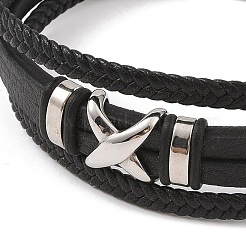 Geflochtene Mikrofaser-Leder-Mehrstrang-Armbänder&nbsp;BJEW-B096-29P