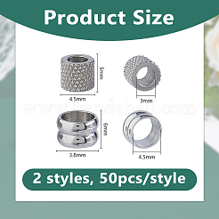 100 Stück 2 Stile 304 Edelstahlperlen&nbsp;STAS-DC0017-28