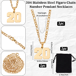 1 colgante con número de cadena fígaro de acero inoxidable 304&nbsp;NJEW-BBC0001-28A-G