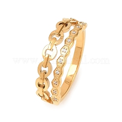 Bagues en acier inoxydable 304 micro pavé de zircones cubiques pour femmes&nbsp;RJEW-K315-01G