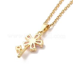 Halskette mit Anhänger „Blume des Lebens“ aus kubischem Zirkonia und Ohrstecker mit Diamanten&nbsp;SJEW-M099-01G