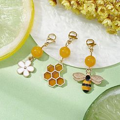 Décorations de pendentif en émail en alliage d'abeille&nbsp;HJEW-JM01600-01