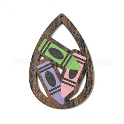 Grands pendentifs en bois de tremble imprimé double face&nbsp;WOOD-G014-02A