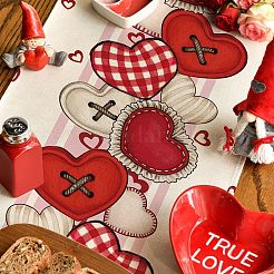 Mantel de lino con estampado de corazones&nbsp;AJEW-WH20006-230