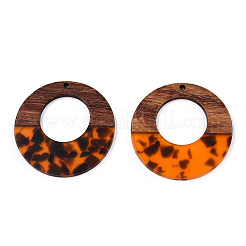 Pendentifs en résine transparente et bois de noyer&nbsp;RESI-TAC0017-74-B01