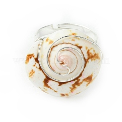 Fingerringe aus natürlicher Shiva-Auge-Muschel&nbsp;RJEW-TA00174