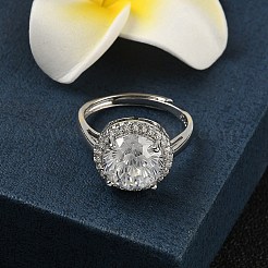 925 bagues en argent sterling avec zircone cubique micro pavée&nbsp;RJEW-B134-01A-03