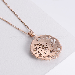 Collane con ciondolo a forma di fiore cavo in acciaio inossidabile chirurgico 316 per donna&nbsp;PY9178