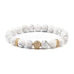Set di bracciali elastici con perline rotonde di howlite naturale&nbsp;BJEW-JB06980-01
