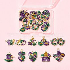 20 Stück 10 Stile Karneval/Mardi Gras Thema Legierung Emaille & Glitter Pulver Anhänger&nbsp;ENAM-FS0002-55
