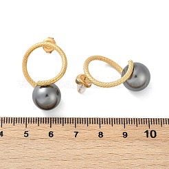 Orecchini a bottone in acciaio inossidabile 304 con perle di conchiglia naturale&nbsp;EJEW-G423-21G