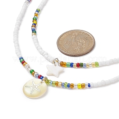 2 Stück 2-teiliges Halsketten-Set mit natürlichen Muschel-Stern-Anhängern&nbsp;NJEW-JN04302