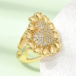 Offene Manschettenringe aus Messing mit Mikropavé und Zirkonia für Damen&nbsp;RJEW-F216-01B-G