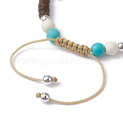 Bracelet en perles tressées turquoise synthétique étoile de mer et tortue&nbsp;BJEW-JB09967-01