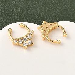 Anelli per il naso a forma di ferro di cavallo/circolare in ottone con zirconi cubici trasparenti&nbsp;EJEW-D337-18B-G