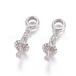 Charms pendenti europei in ottone con micro pavé di zirconi cubici&nbsp;ZIRC-E163-05P