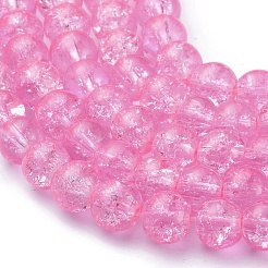 8mm pinkfarbene runde knisternde Glasperlenstränge für die Schmuckherstellung&nbsp;X-CCG-Q001-8mm-02
