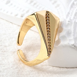 Messing Micro Pave Zirkonia Manschette offene Ringe&nbsp;RJEW-D313-12G