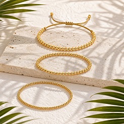 Armbandsets aus geflochtenem Kordel mit runden Messingperlen für Damen und Herren&nbsp;AC2481