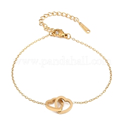Ineinandergreifende Herzgliederarmbänder aus Edelstahl 304&nbsp;BJEW-B171-14G