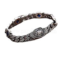Bracelets à maillons cubains en laiton pavé de zirconiums cubiques à motif lion&nbsp;FS-WGF670F-01