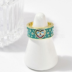 Manschettenringe aus Messing mit Mikropavé und Zirkonia-Emaille für Damen&nbsp;RJEW-L113-019G-01
