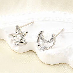 Boucles d'oreilles en laiton zircon cubique micro pavé clair&nbsp;EJEW-M103-01P