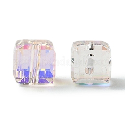 100 pièce de perles de verre galvanisées transparentes&nbsp;GLAA-K064-08A-AB05