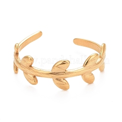 Bague ouverte en acier inoxydable 304 avec placage ionique (IP) pour femme&nbsp;RJEW-C025-15G
