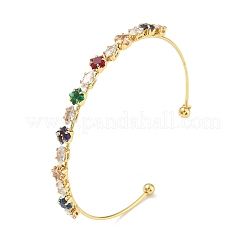 Micro en laiton pavent zircone cubique bracelets manchette&nbsp;KK-D112-02G