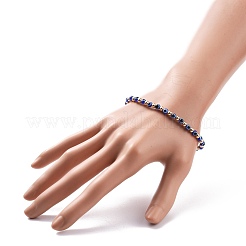 Pulsera elástica con cuentas redondas de mal de ojo de resina con cuentas de latón para mujer&nbsp;BJEW-JB08095