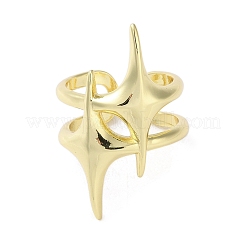 Bague manchette ouverte étoile en laiton pour femme&nbsp;RJEW-A042-01A