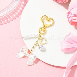 Decorazioni pendenti in ottone e plastica ABS con perle finte&nbsp;HJEW-YW00398
