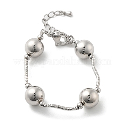 Bracelets à maillons ronds en perles de laiton pour femmes&nbsp;BJEW-S159-02A-P