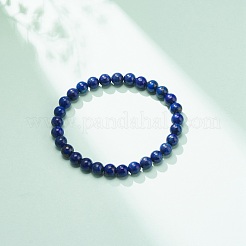 Bracelet extensible en perles rondes en lapis-lazuli naturel (teint et chauffé)&nbsp;BJEW-JB08368