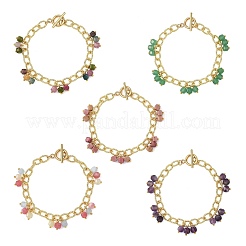 Bracelets pour femmes composés de perles cubiques facettées en pierres précieuses naturelles mélangées&nbsp;BJEW-JB14335