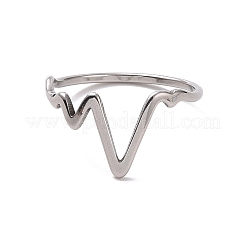 Anlaufgeschützter 201 Edelstahl-Wellenfingerring für Damen&nbsp;RJEW-J051-47P