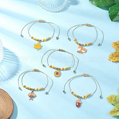 Bracelets à breloques tressés en perles de verre pour Thanksgiving&nbsp;BJEW-JB12560