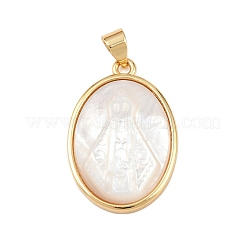 Colgantes ovalados de concha blanca natural&nbsp;KK-F919-43B-G